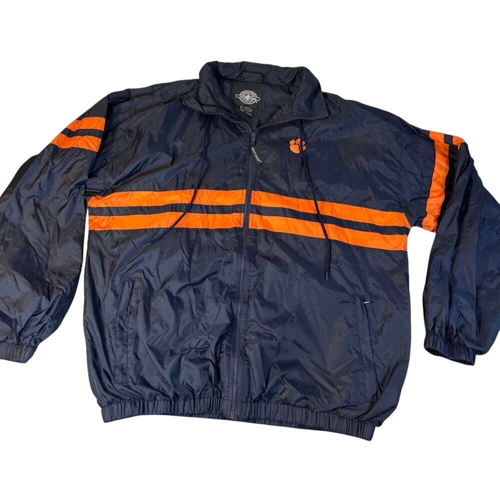 Charles River Clemson Tigers windbreaker navy blue w/orange stripes paw logo.
